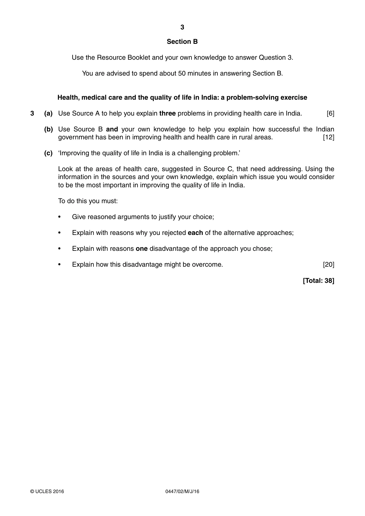 Cambridge IGCSE India Studies 0447 2016 May/June Paper 2 · Variant 0 question paper, page 3 of 4