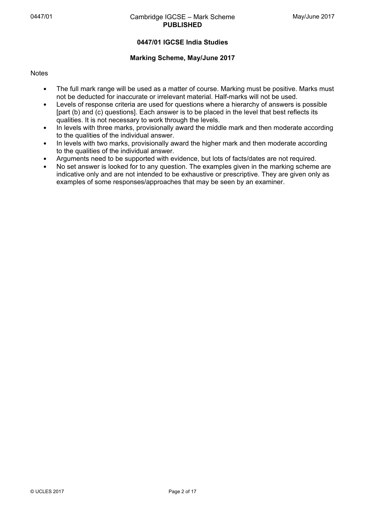 Mark scheme, page 2 of 17