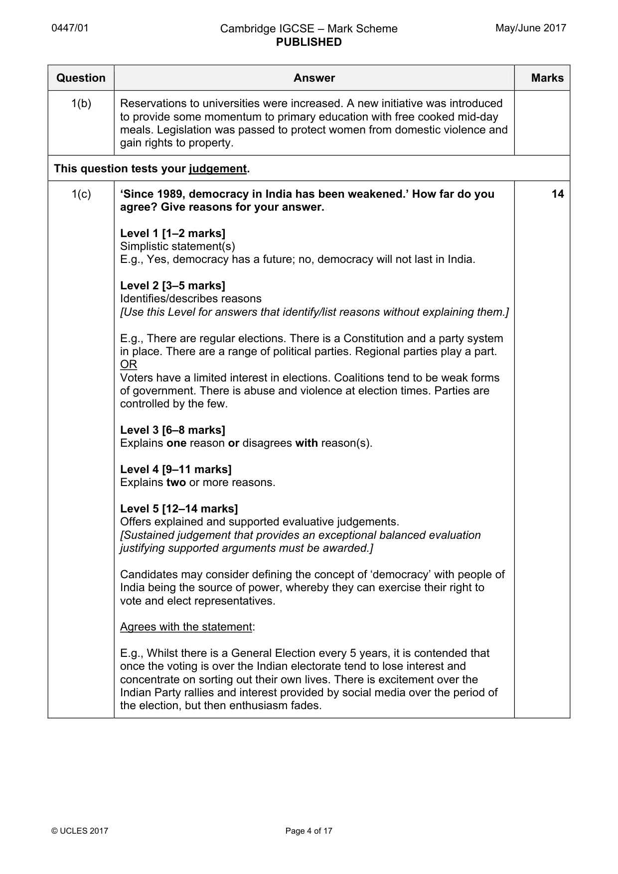 Mark scheme, page 4 of 17