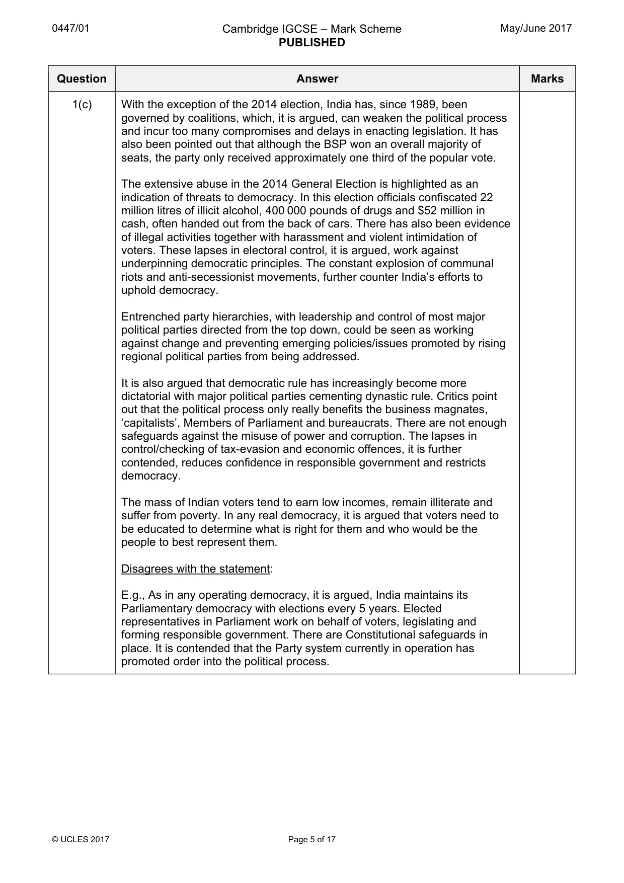 Mark scheme, page 5 of 17