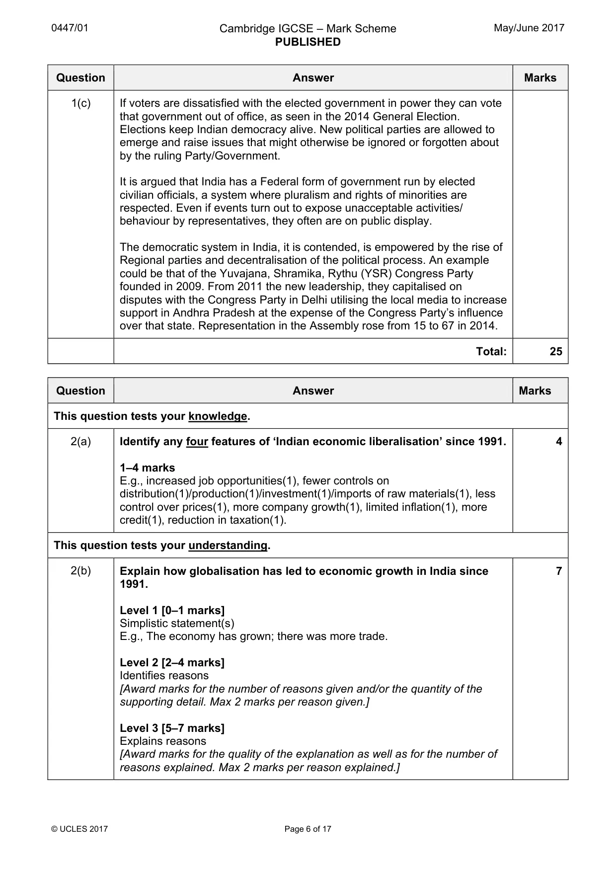 Mark scheme, page 6 of 17