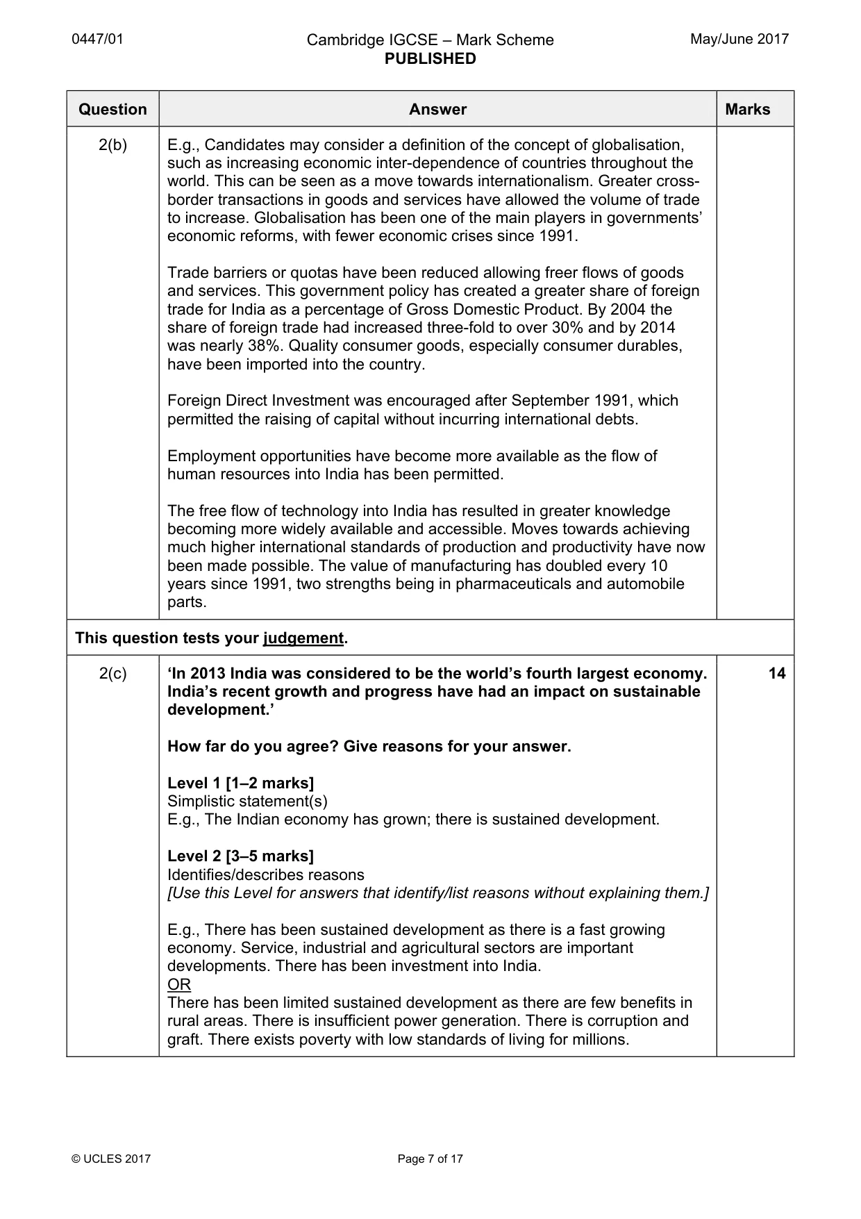 Mark scheme, page 7 of 17