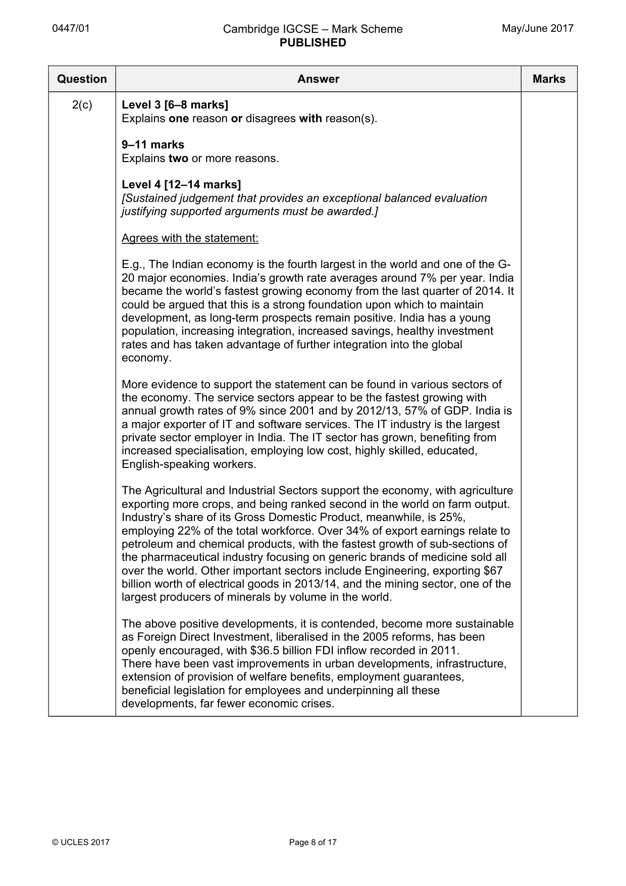 Mark scheme, page 8 of 17