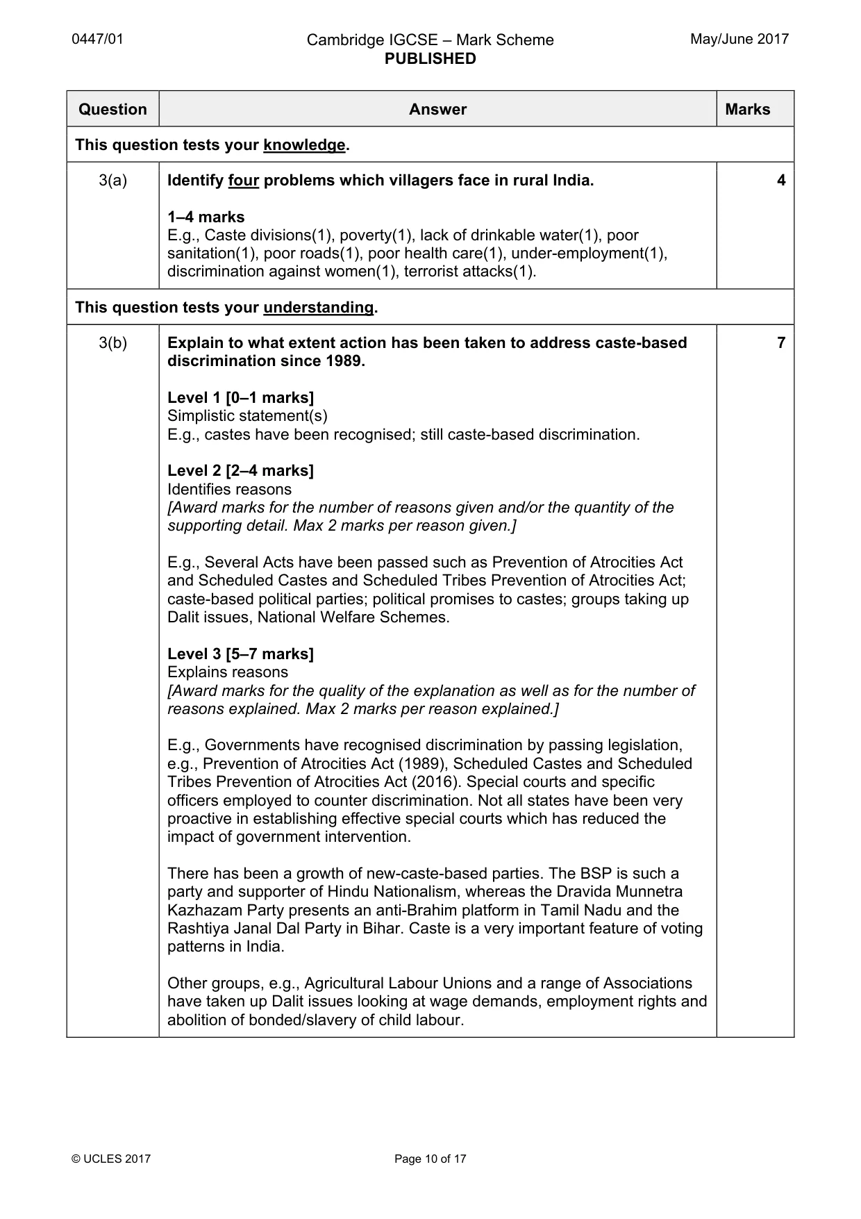 Mark scheme, page 10 of 17