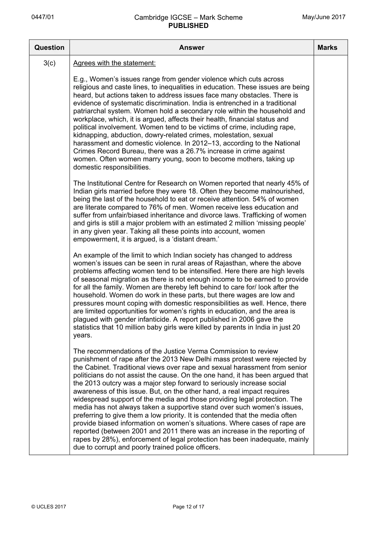 Mark scheme, page 12 of 17