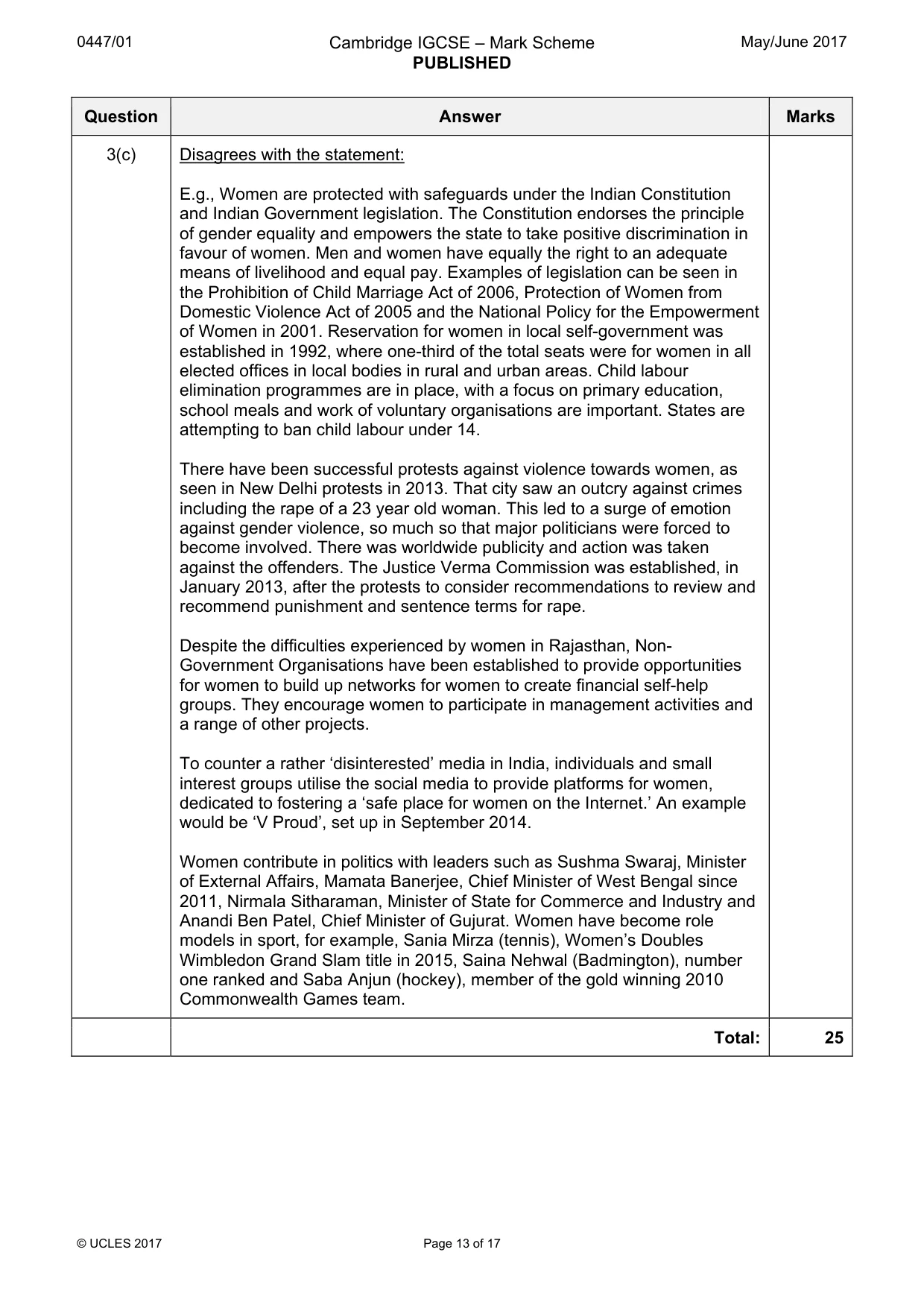 Mark scheme, page 13 of 17