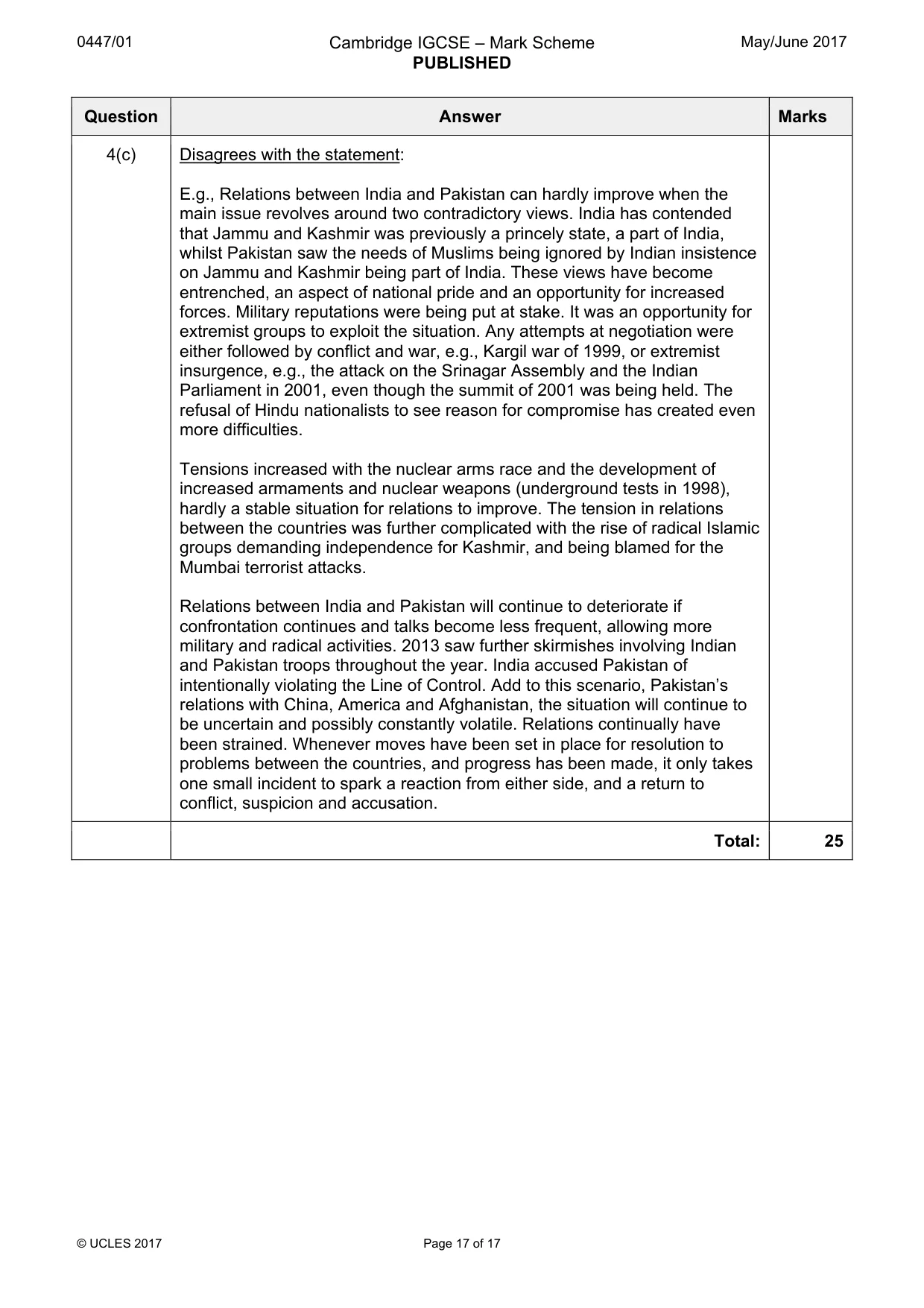Mark scheme, page 17 of 17