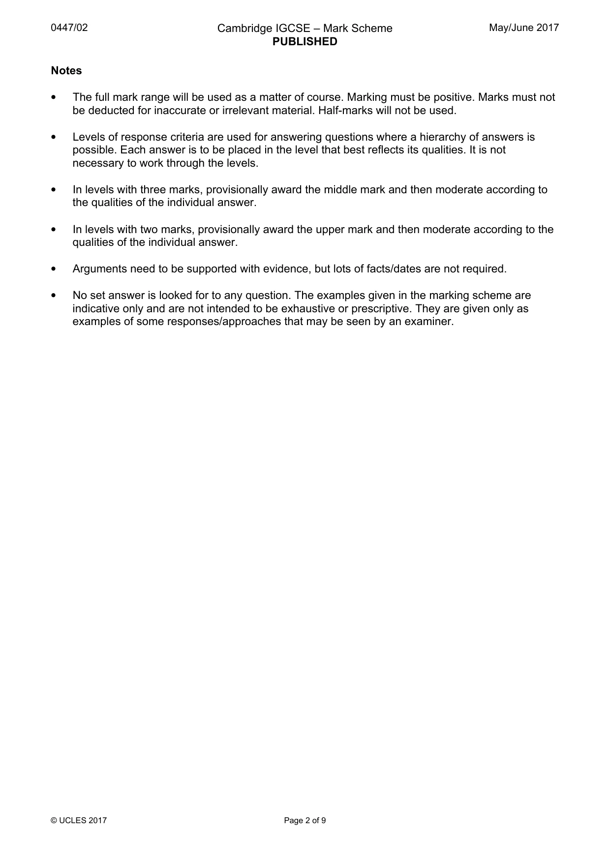 Mark scheme, page 2 of 9