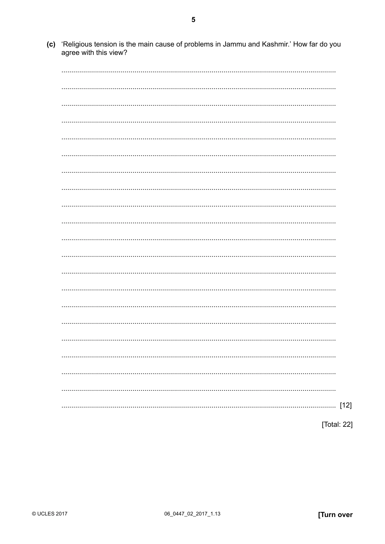 Cambridge IGCSE India Studies 0447 2017 May/June Paper 2 · Variant 1 question paper, page 5 of 16