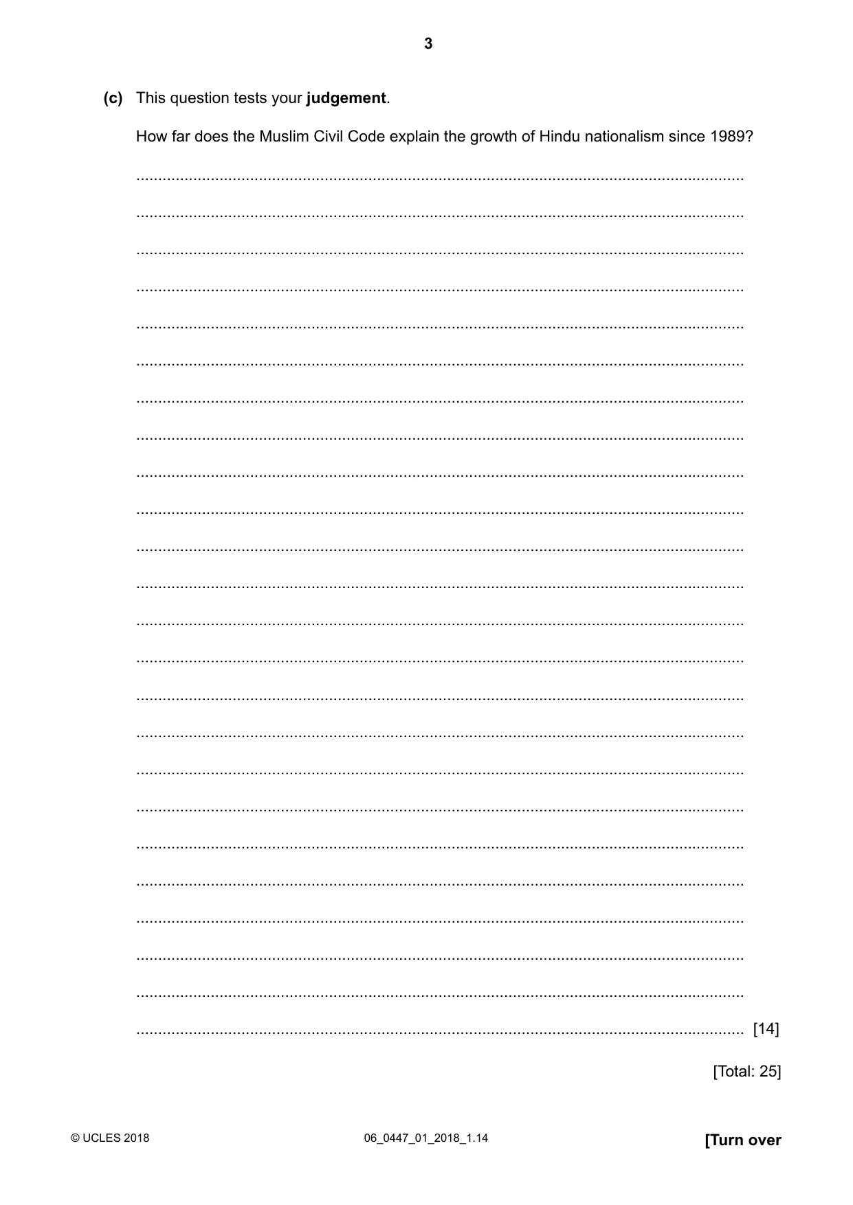 Cambridge IGCSE India Studies 0447 2018 May/June Paper 1 · Variant 0 question paper, page 3 of 12
