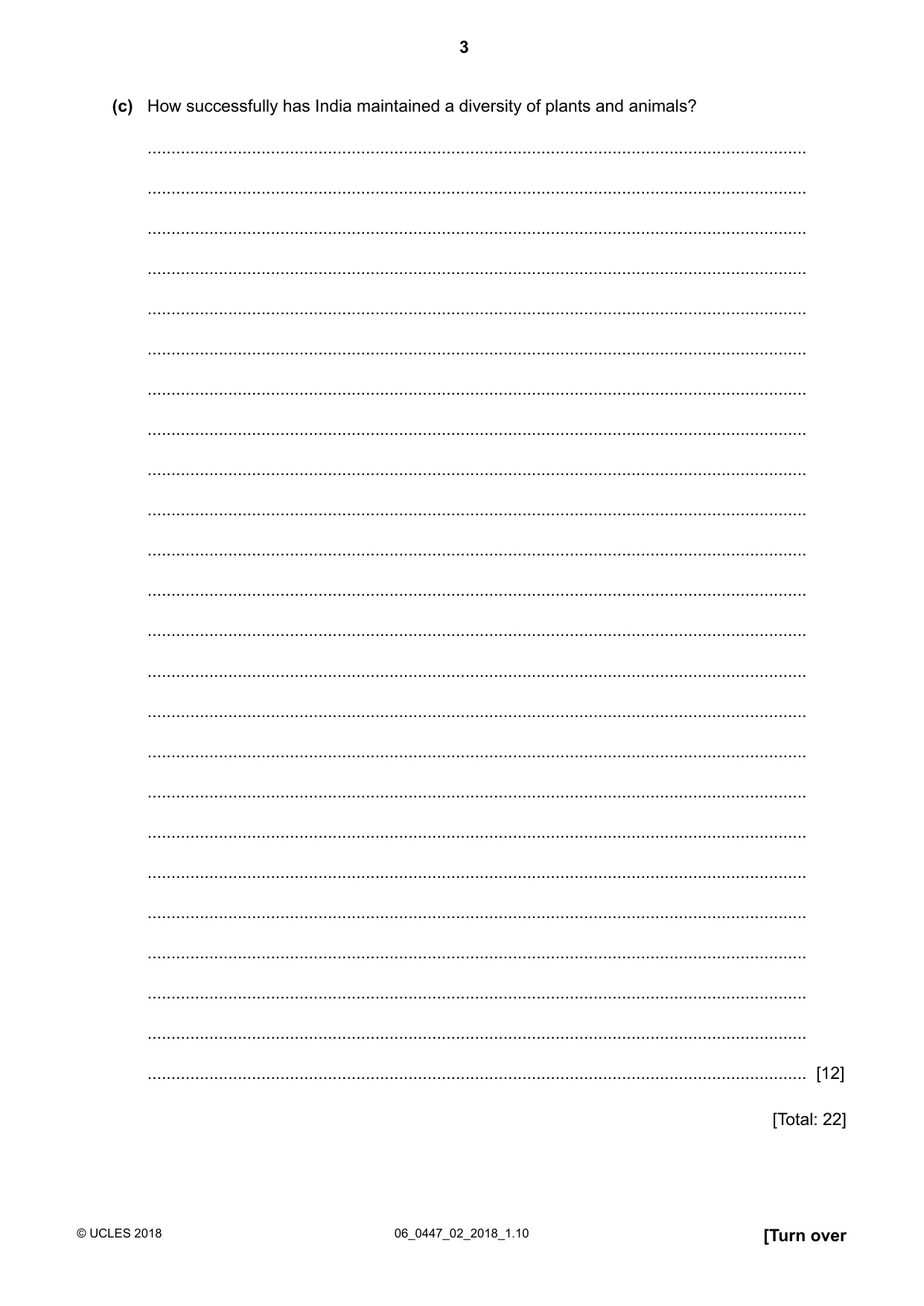 Cambridge IGCSE India Studies 0447 2018 May/June Paper 2 · Variant 0 question paper, page 3 of 16