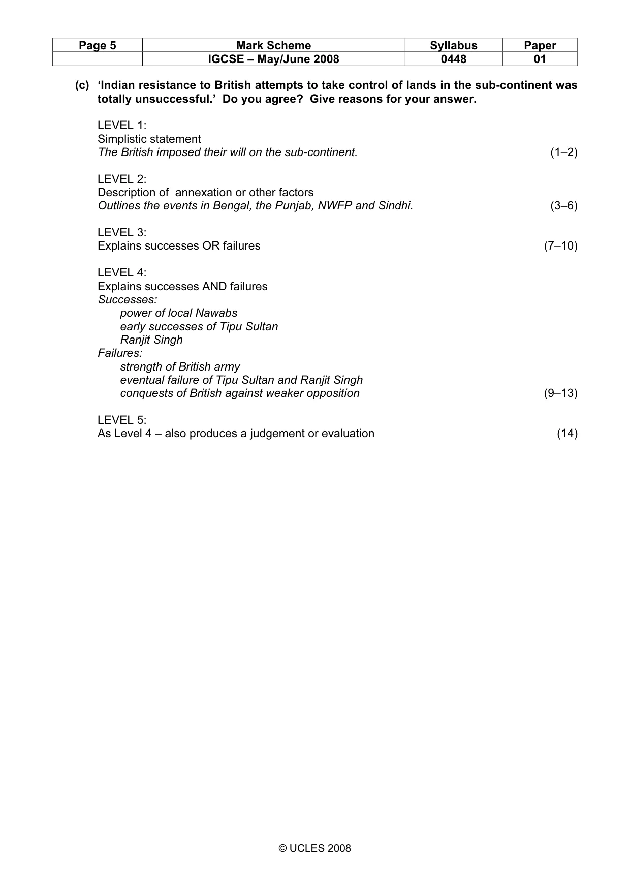 Mark scheme, page 5 of 11
