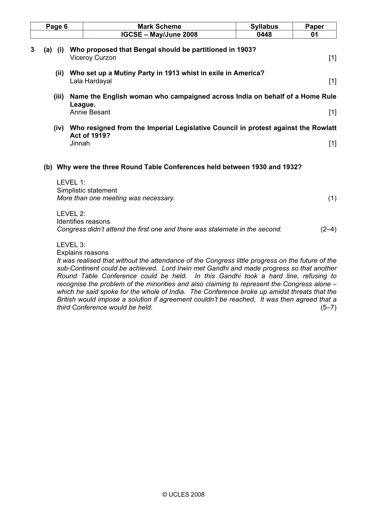 Mark scheme, page 6 of 11