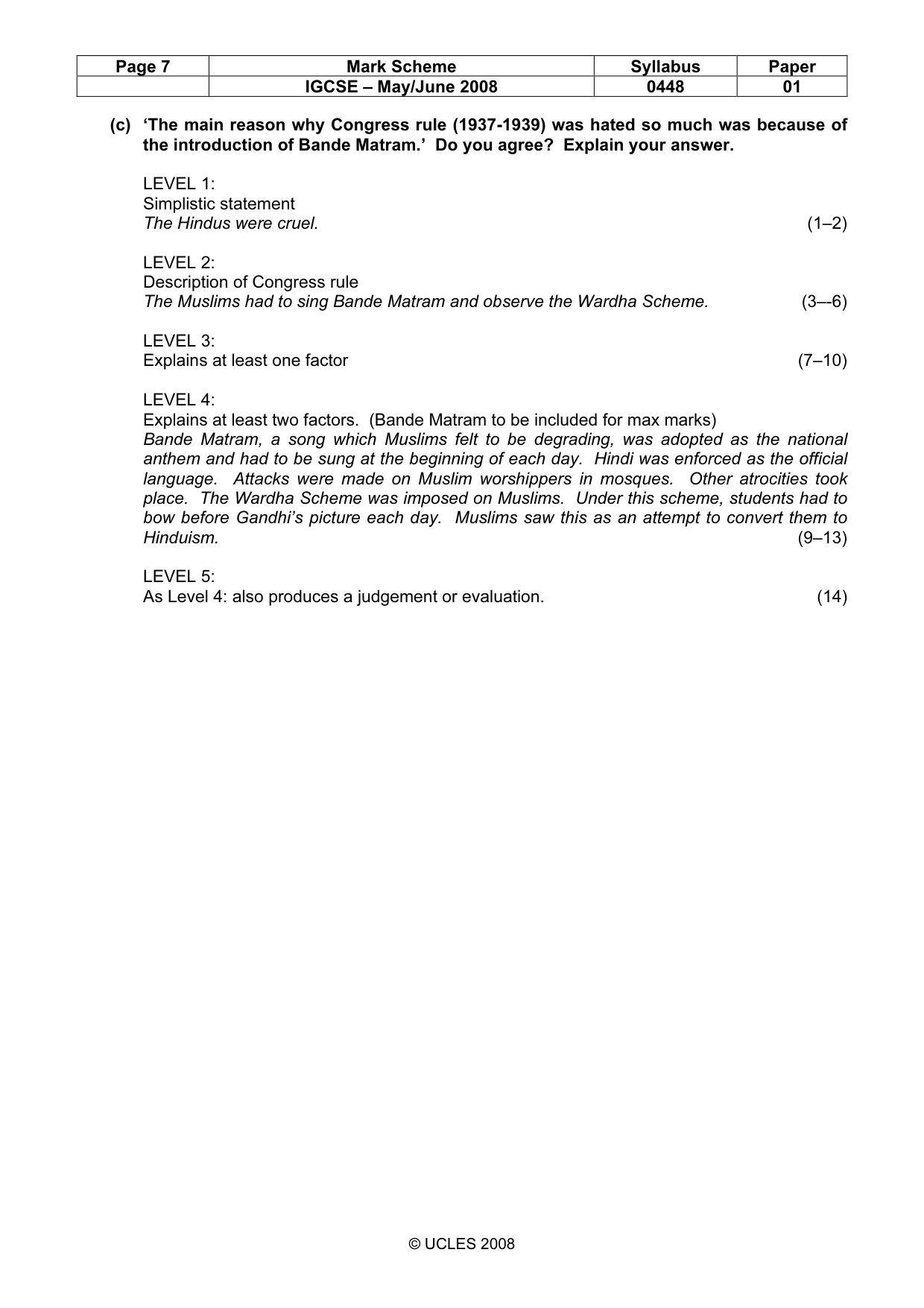 Mark scheme, page 7 of 11