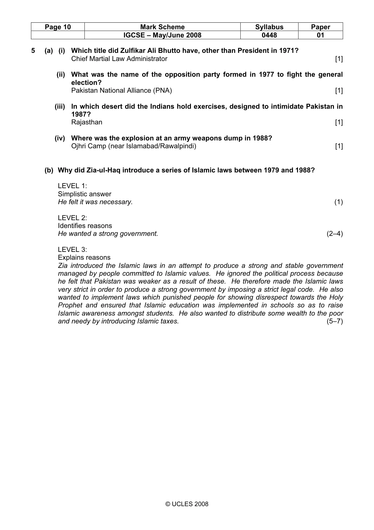 Mark scheme, page 10 of 11