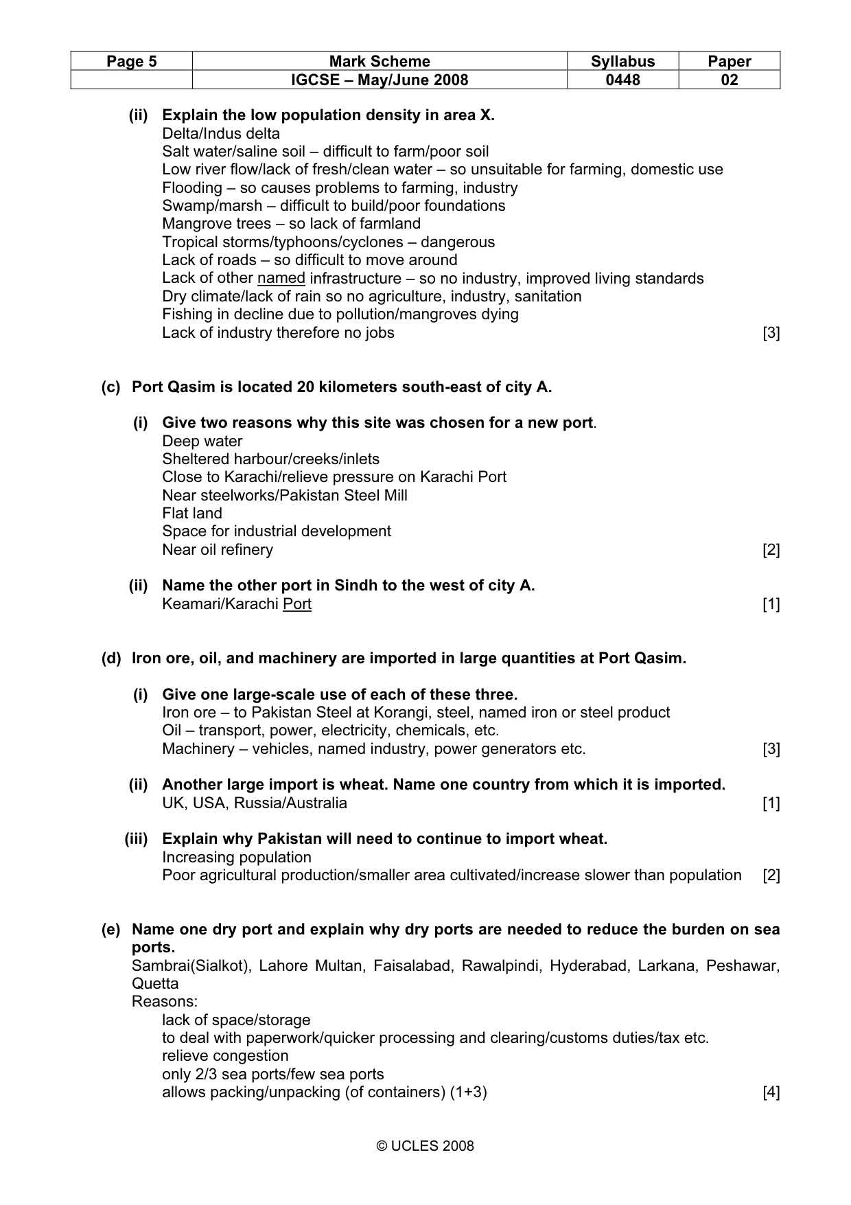 Mark scheme, page 5 of 8