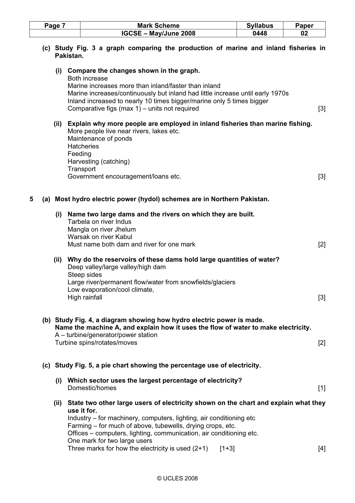 Mark scheme, page 7 of 8