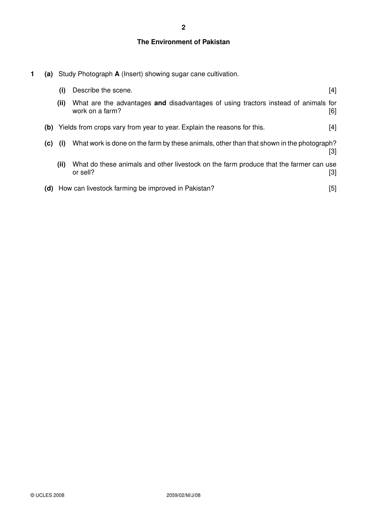 Cambridge IGCSE Pakistan Studies 0448 2008 May/June Paper 2 · Variant 1 question paper, page 2 of 8