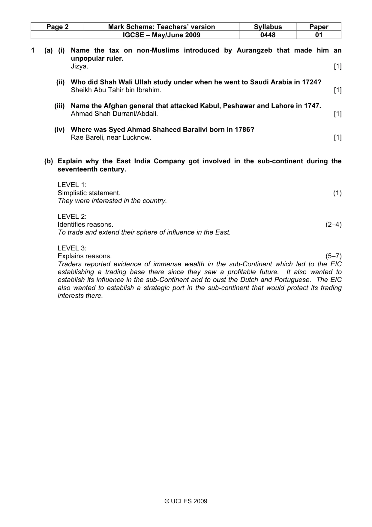 Mark scheme, page 2 of 11