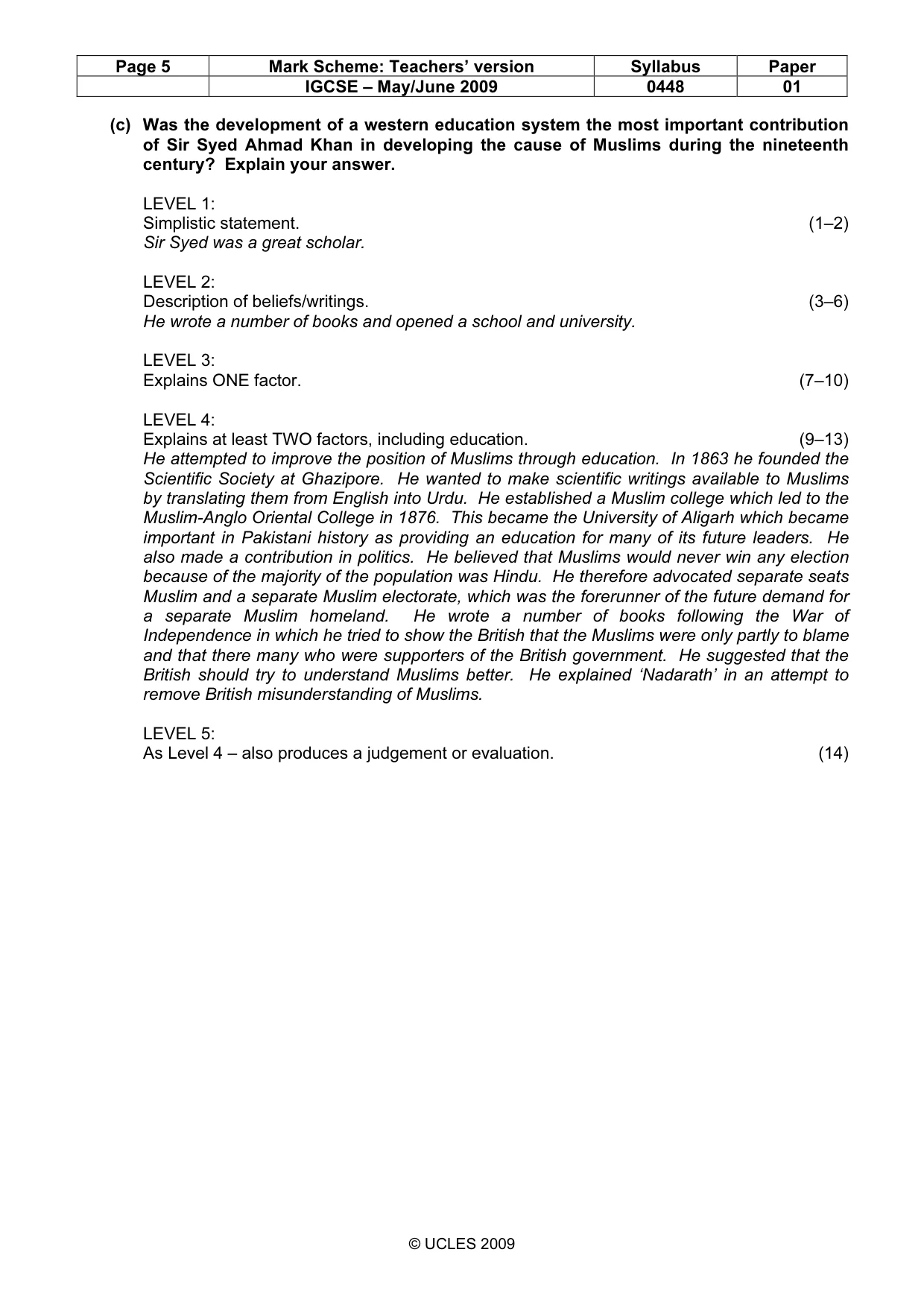 Mark scheme, page 5 of 11