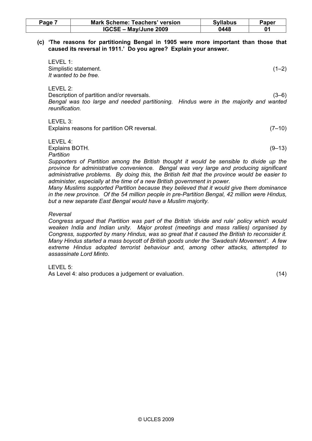 Mark scheme, page 7 of 11