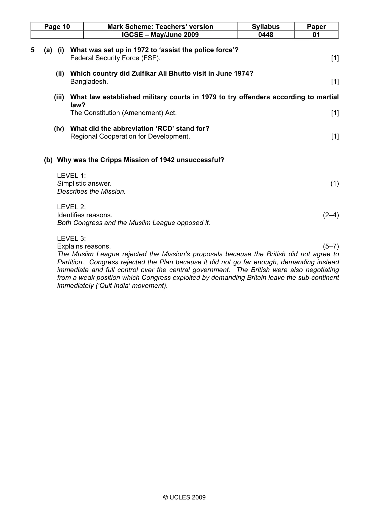 Mark scheme, page 10 of 11