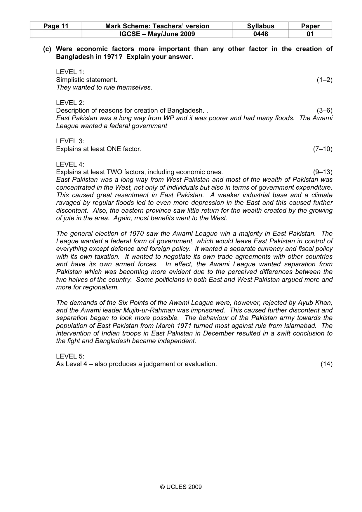 Mark scheme, page 11 of 11