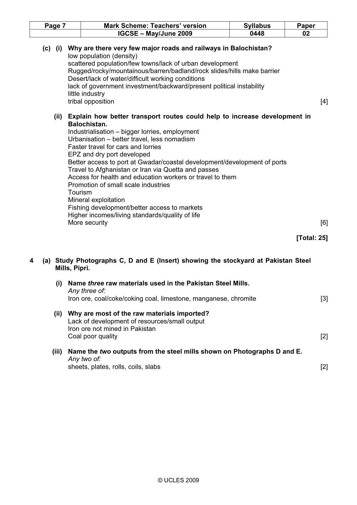 Mark scheme, page 7 of 10