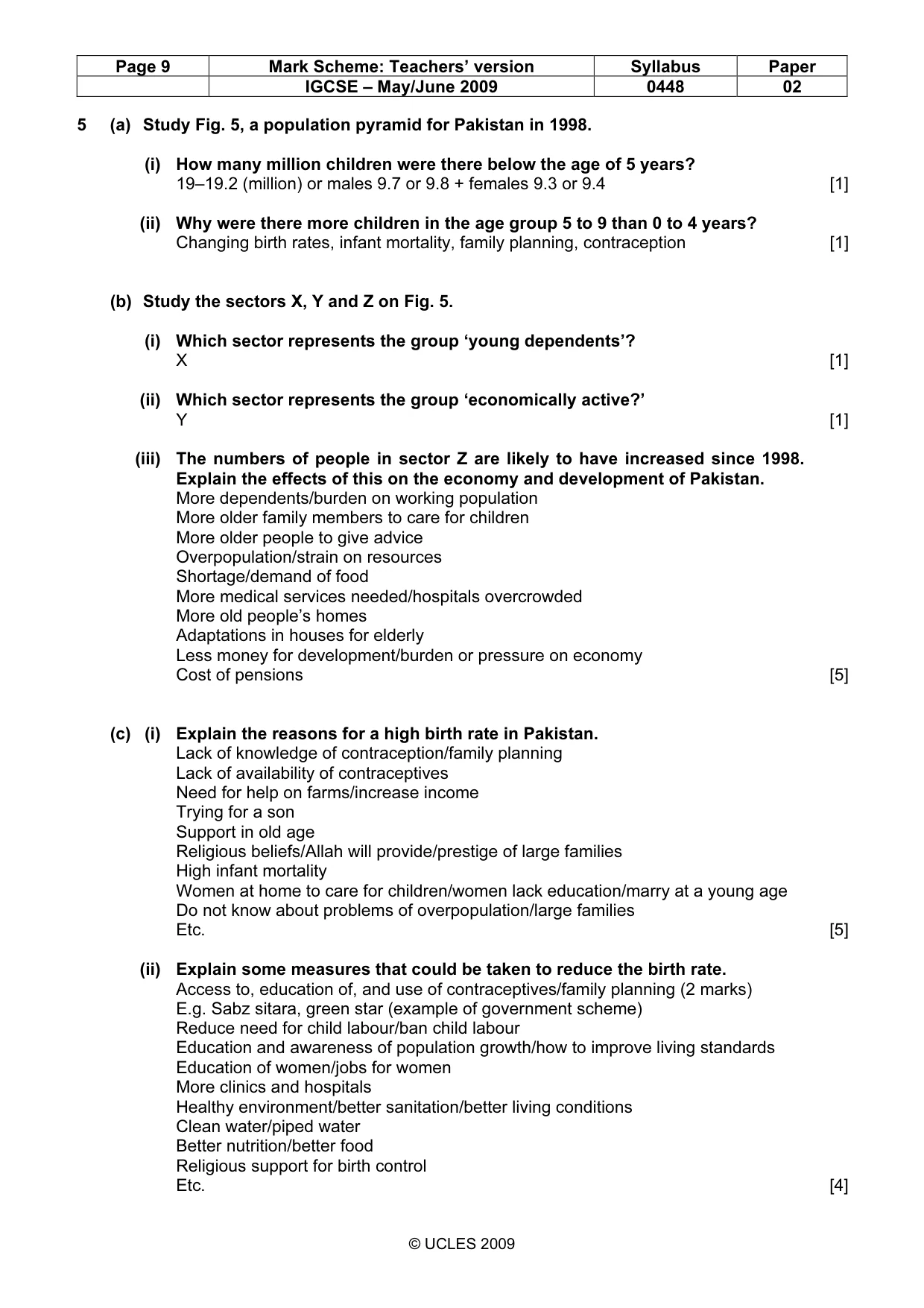 Mark scheme, page 9 of 10