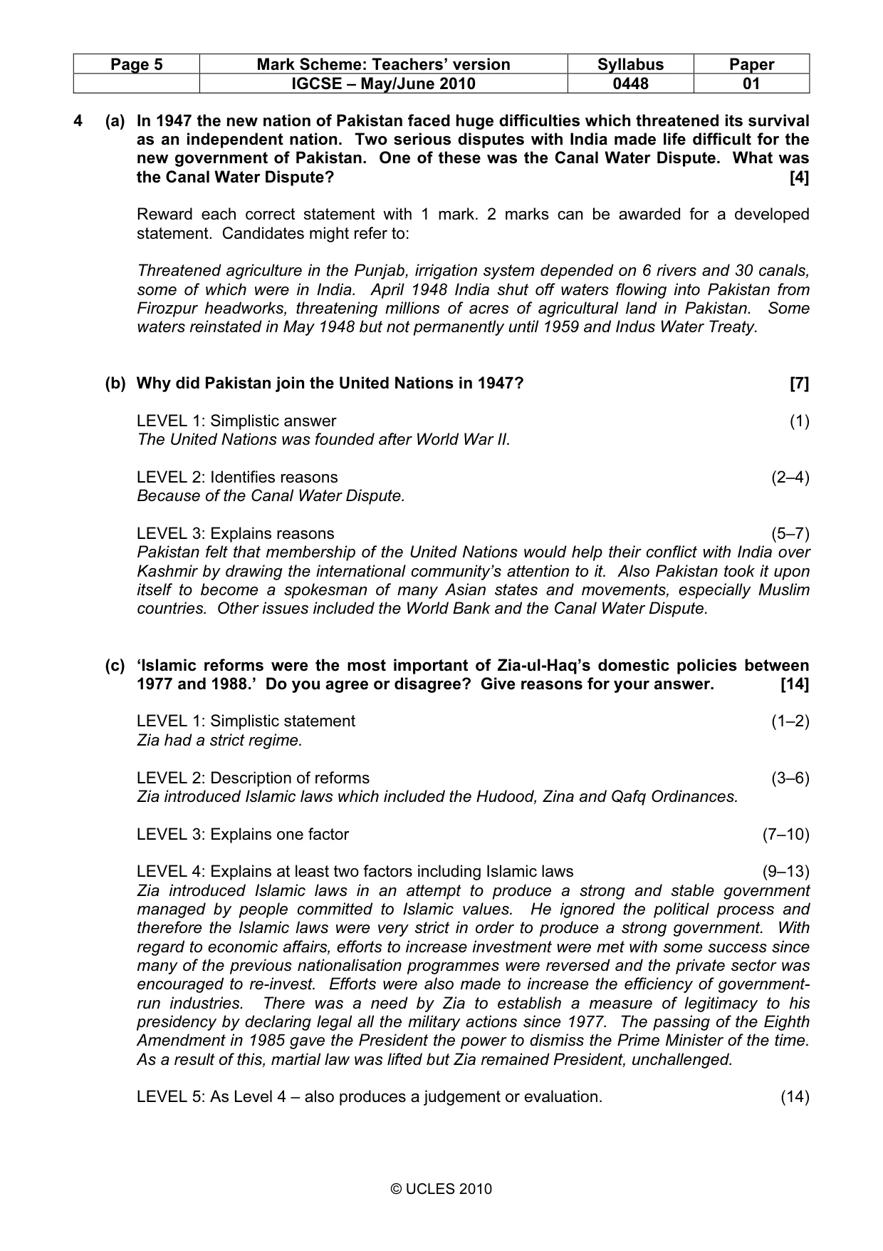 Mark scheme, page 5 of 6