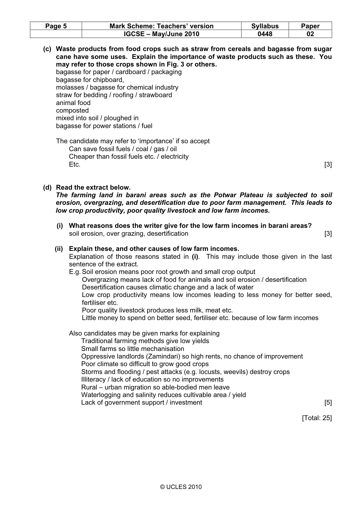 Mark scheme, page 5 of 11
