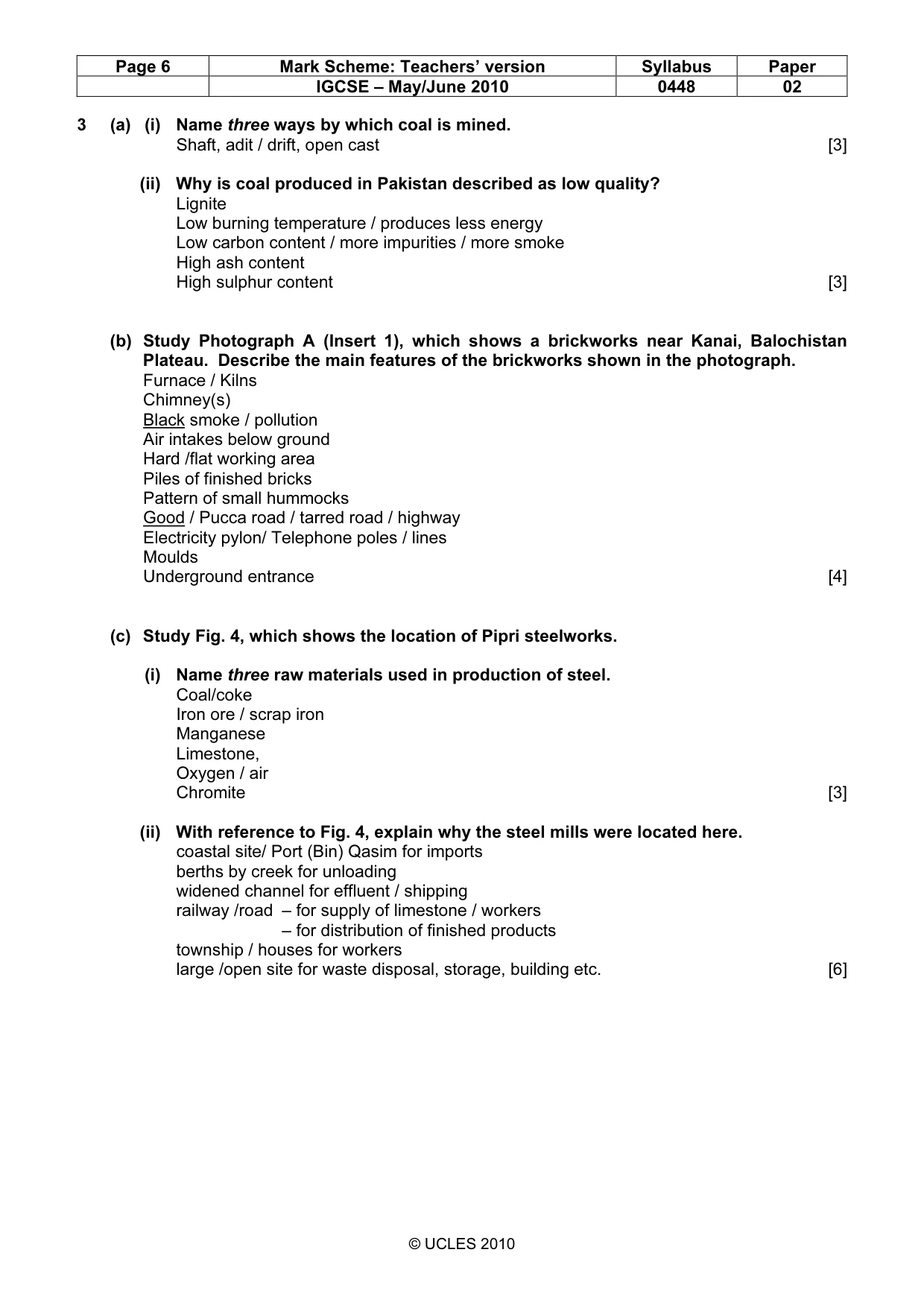 Mark scheme, page 6 of 11