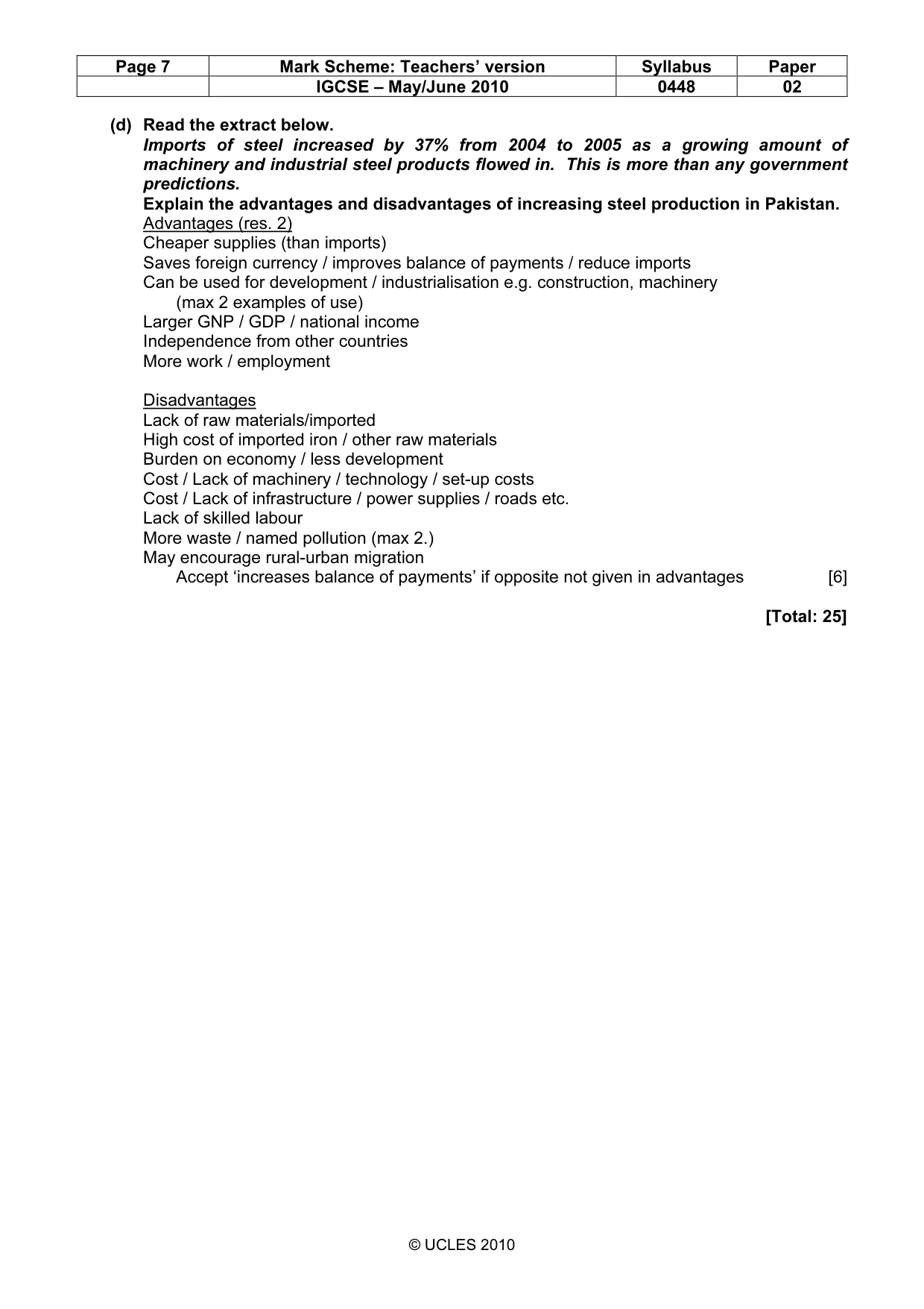 Mark scheme, page 7 of 11