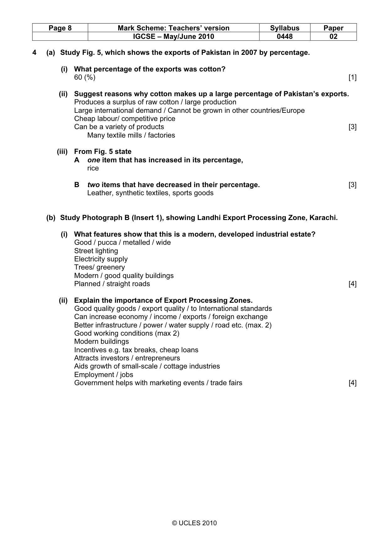 Mark scheme, page 8 of 11