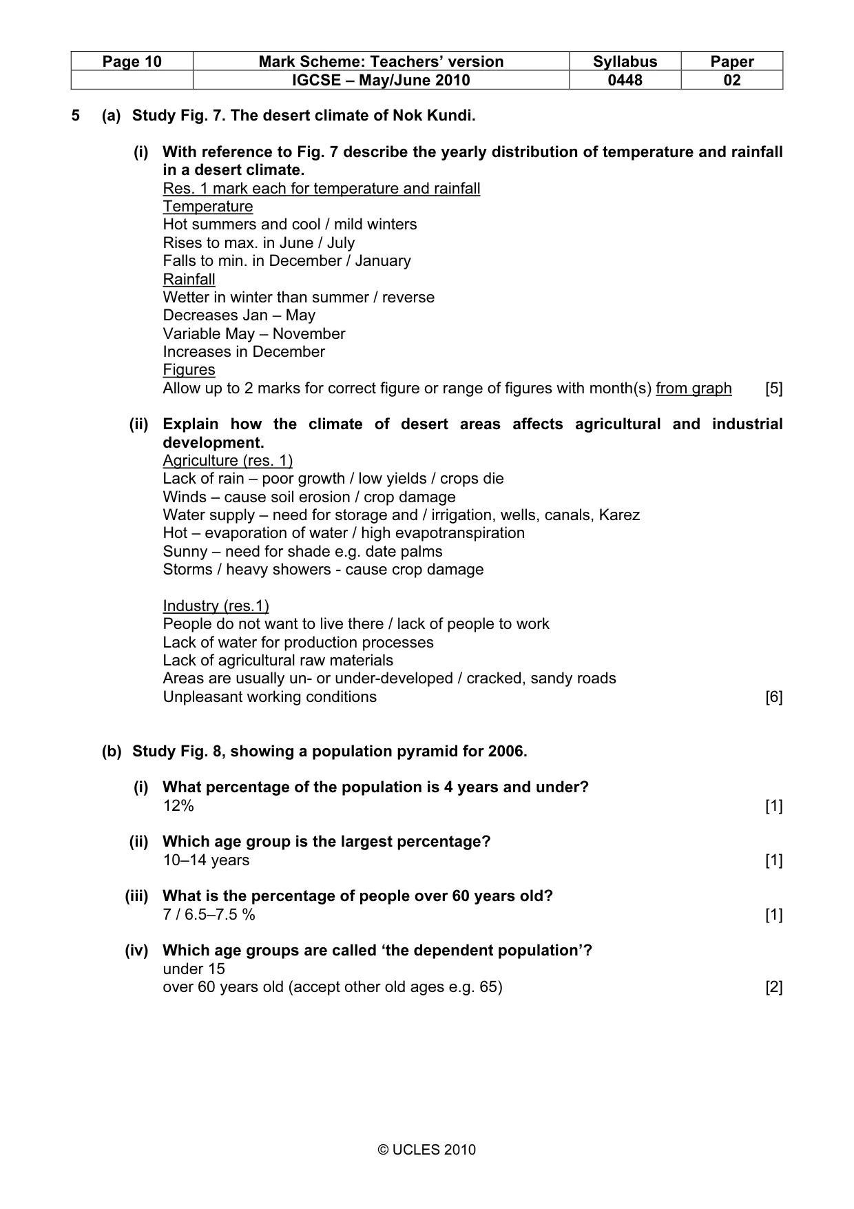 Mark scheme, page 10 of 11