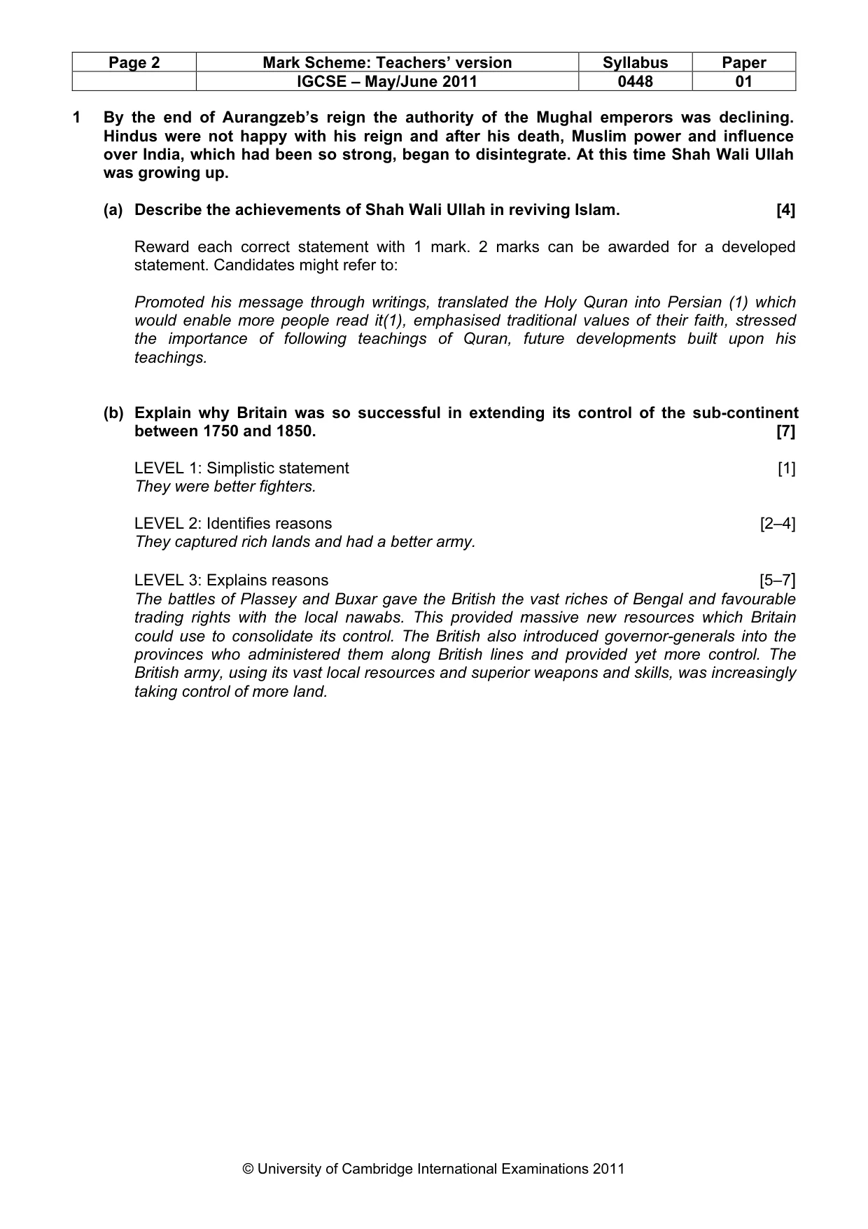 Mark scheme, page 2 of 10
