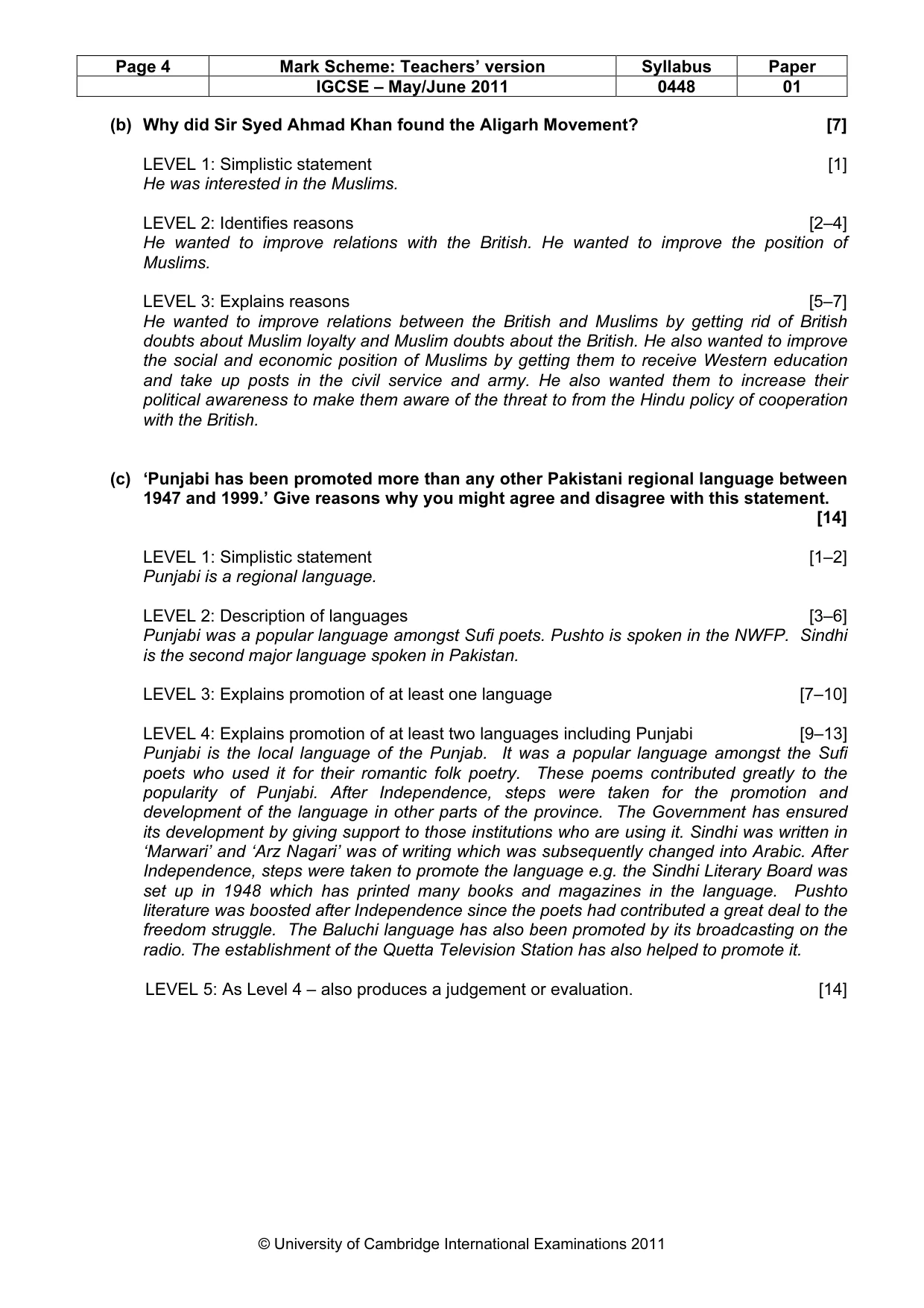 Mark scheme, page 4 of 10