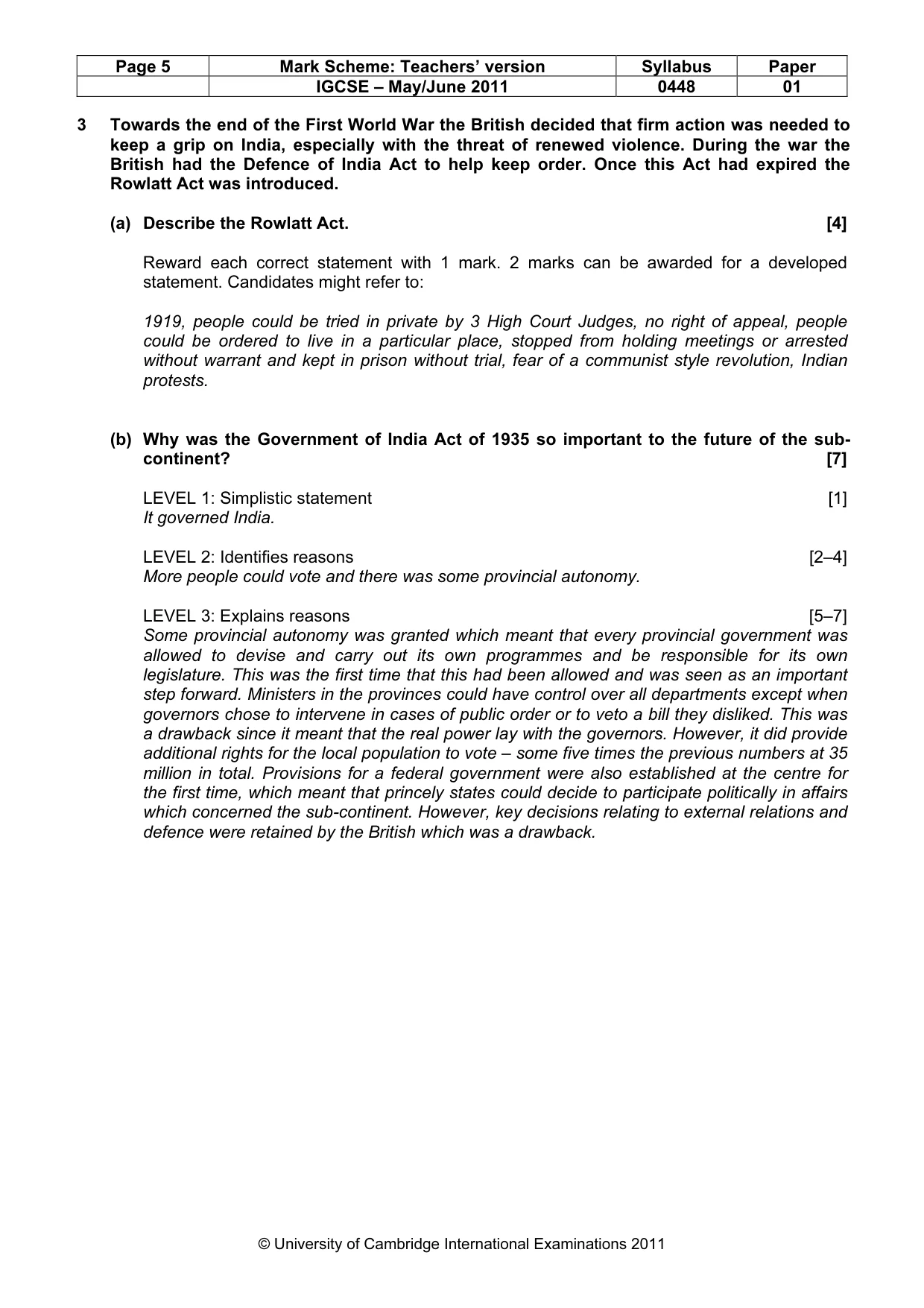 Mark scheme, page 5 of 10
