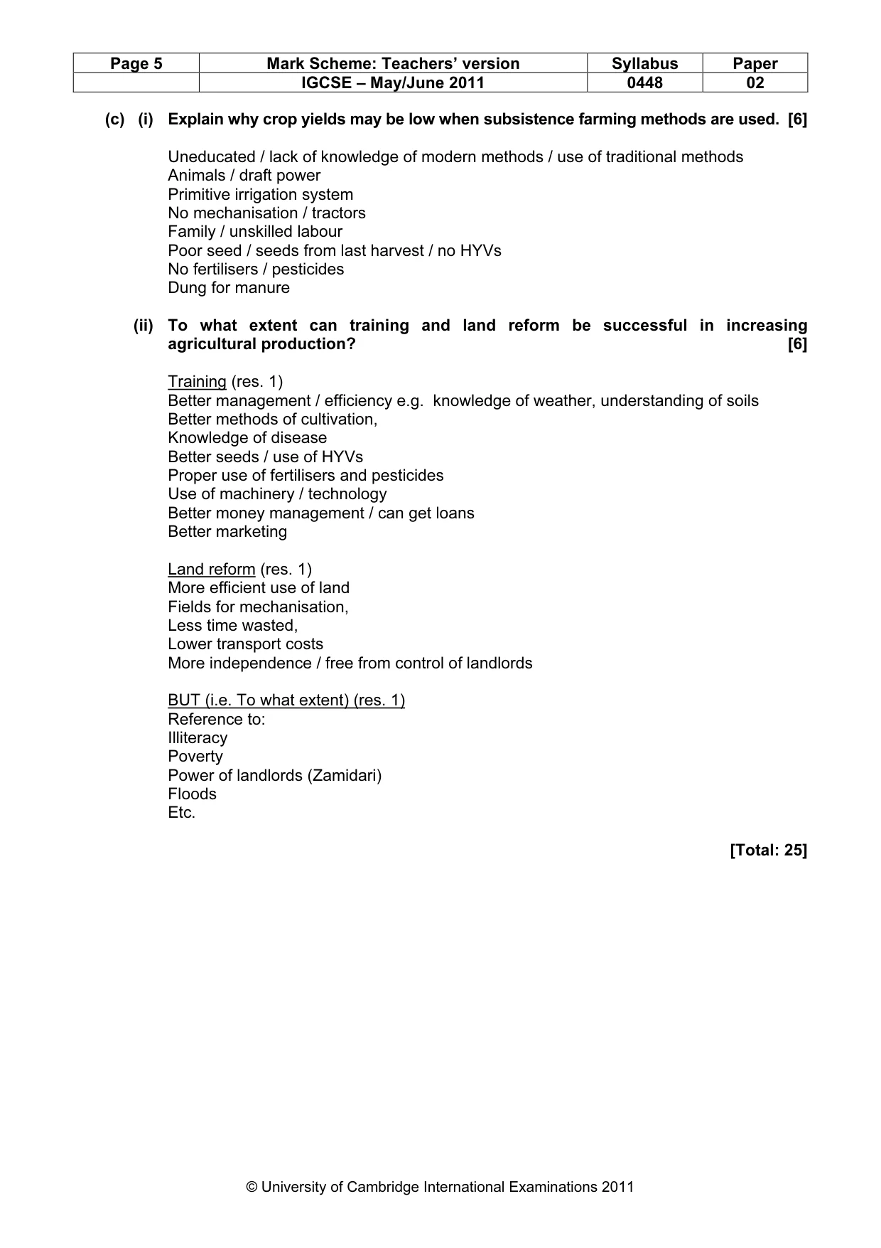 Mark scheme, page 5 of 11
