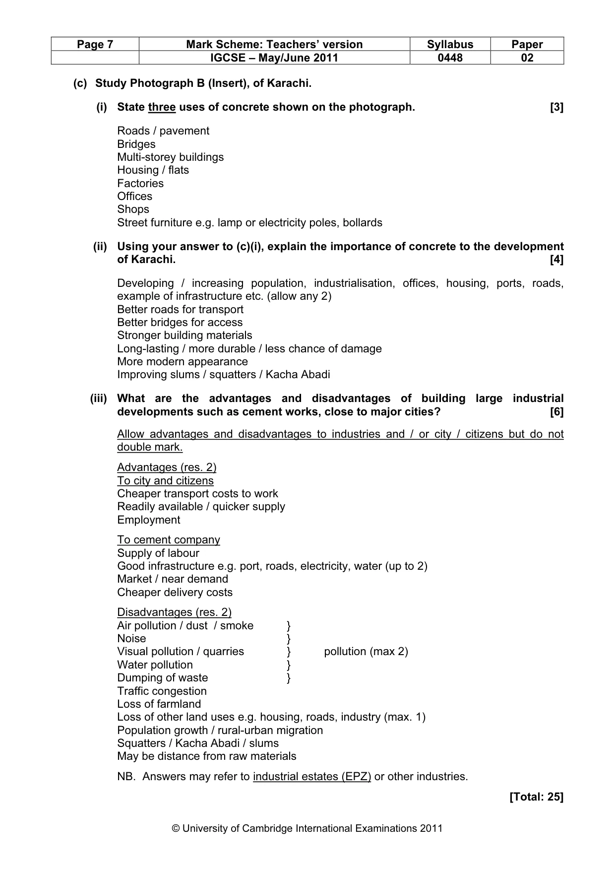 Mark scheme, page 7 of 11