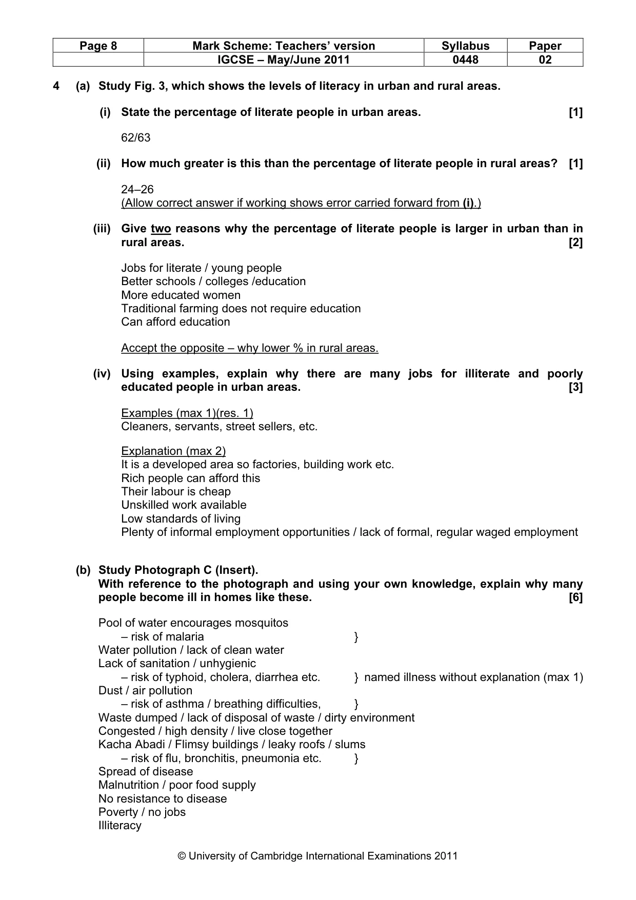 Mark scheme, page 8 of 11
