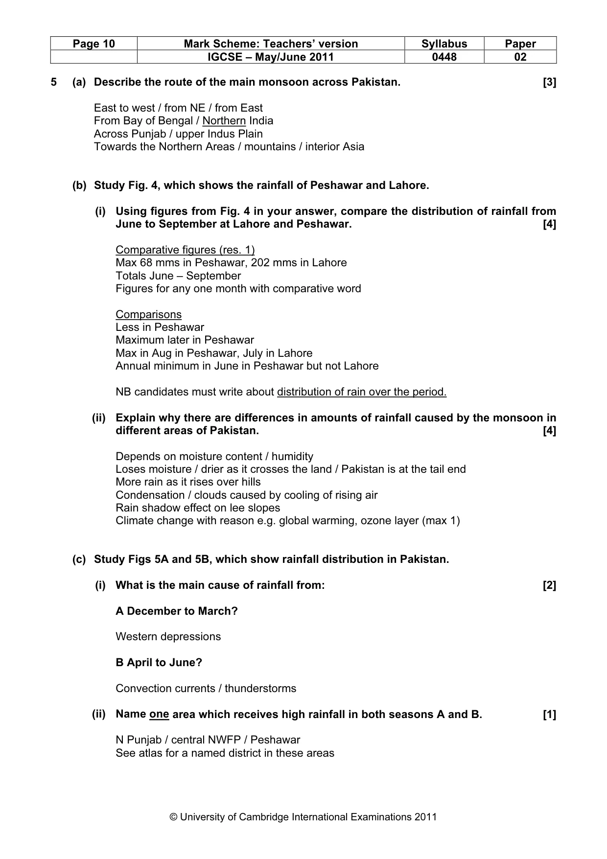 Mark scheme, page 10 of 11