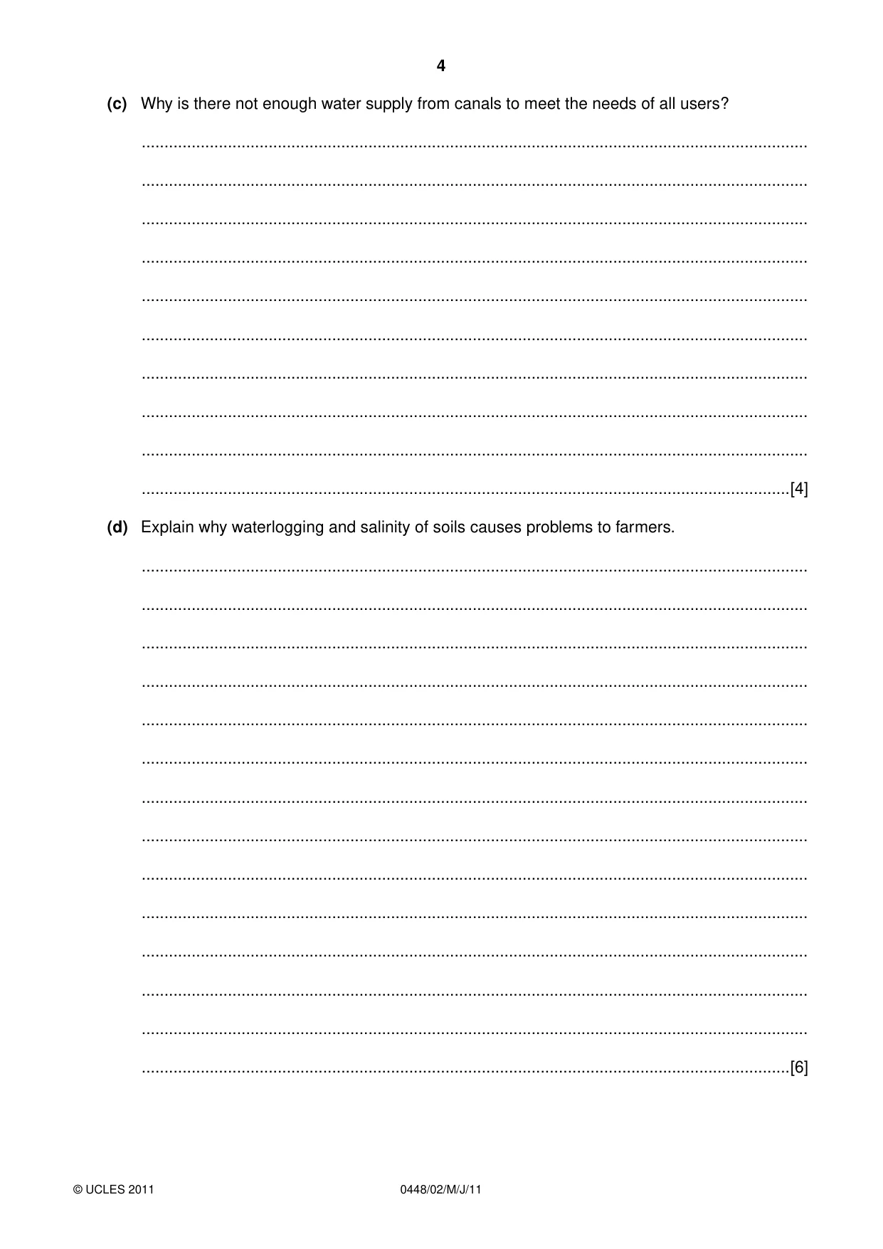 Cambridge IGCSE Pakistan Studies 0448 2011 May/June Paper 2 · Variant 1 question paper, page 4 of 24