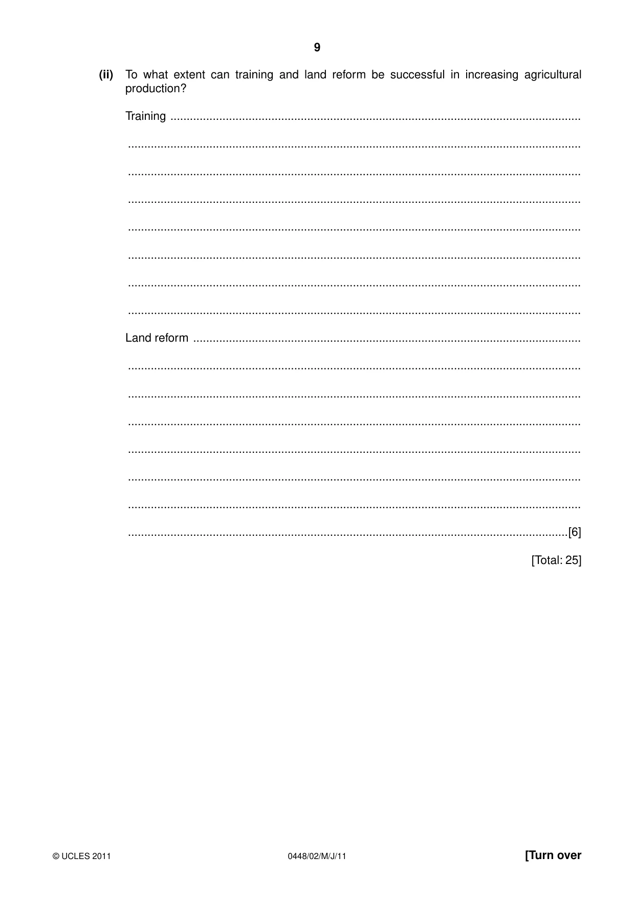 Cambridge IGCSE Pakistan Studies 0448 2011 May/June Paper 2 · Variant 1 question paper, page 9 of 24