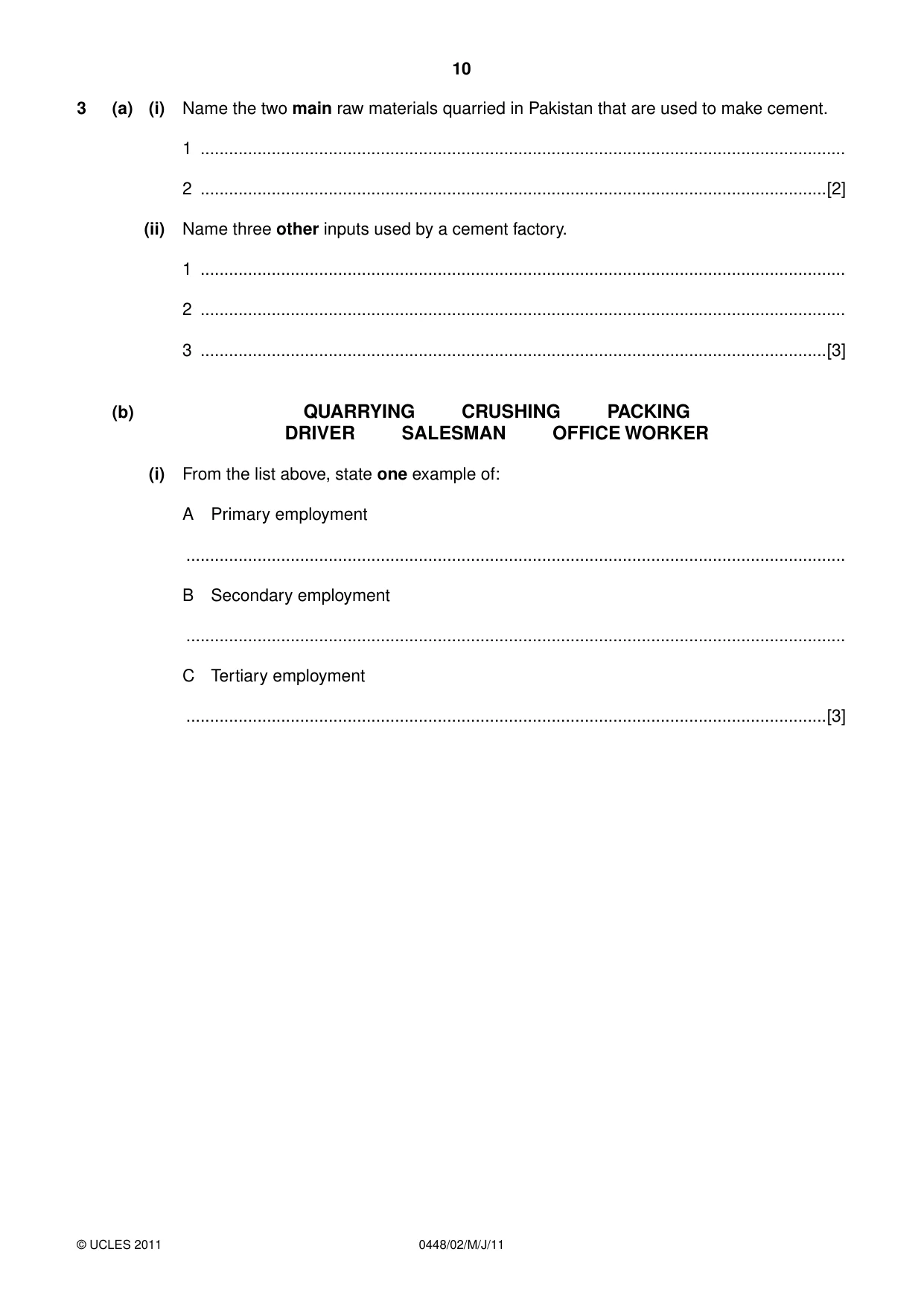 Cambridge IGCSE Pakistan Studies 0448 2011 May/June Paper 2 · Variant 1 question paper, page 10 of 24