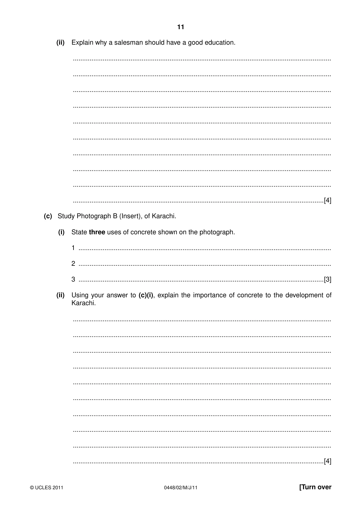 Cambridge IGCSE Pakistan Studies 0448 2011 May/June Paper 2 · Variant 1 question paper, page 11 of 24