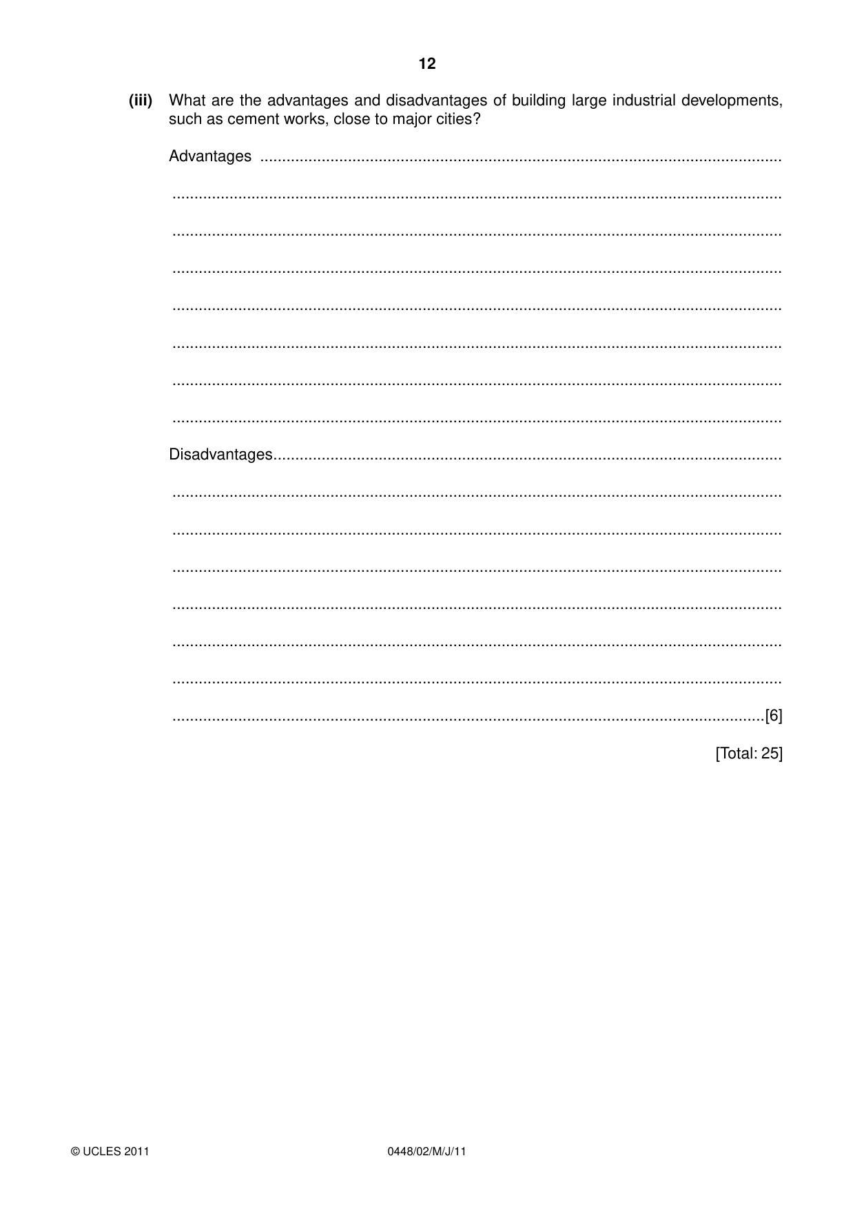 Cambridge IGCSE Pakistan Studies 0448 2011 May/June Paper 2 · Variant 1 question paper, page 12 of 24