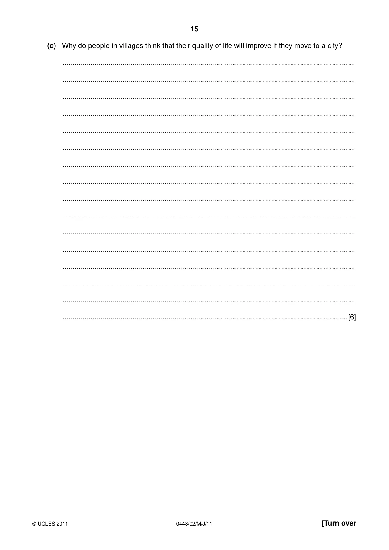 Cambridge IGCSE Pakistan Studies 0448 2011 May/June Paper 2 · Variant 1 question paper, page 15 of 24