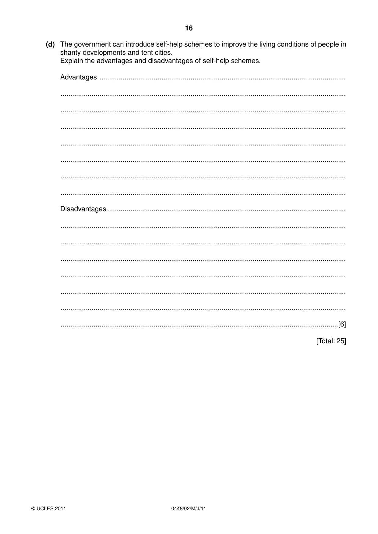 Cambridge IGCSE Pakistan Studies 0448 2011 May/June Paper 2 · Variant 1 question paper, page 16 of 24
