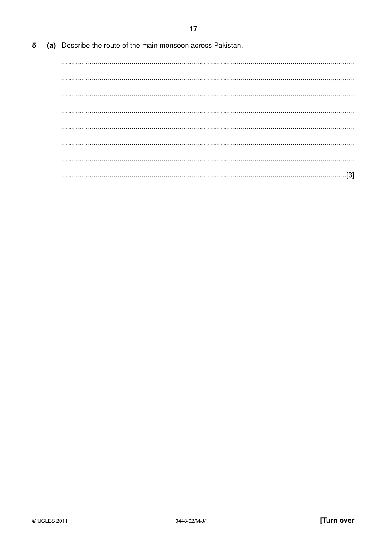 Cambridge IGCSE Pakistan Studies 0448 2011 May/June Paper 2 · Variant 1 question paper, page 17 of 24